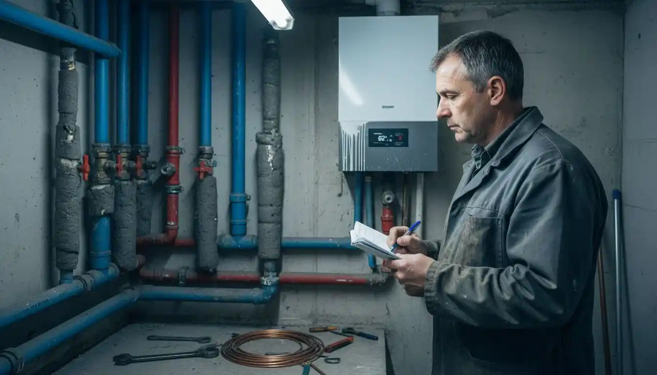 Un professionnel se déplace à Liège pour contrôler l’installation de plomberie d’une maison.