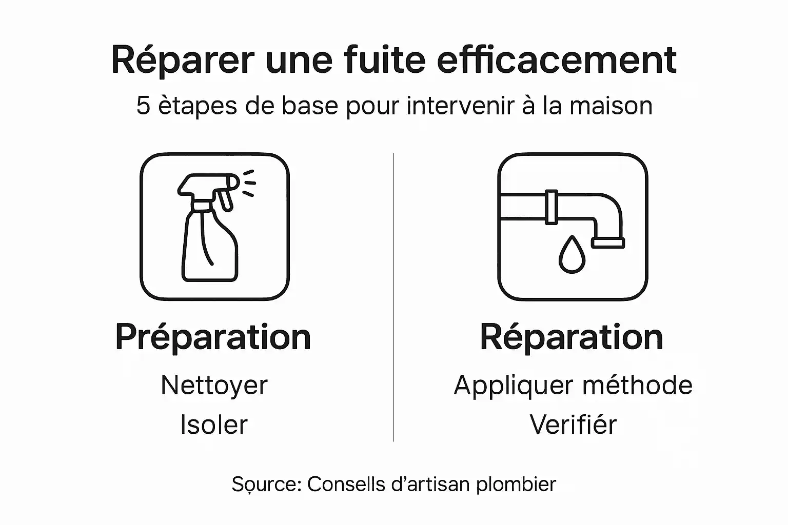 Infographie : les étapes essentielles pour réparer une fuite