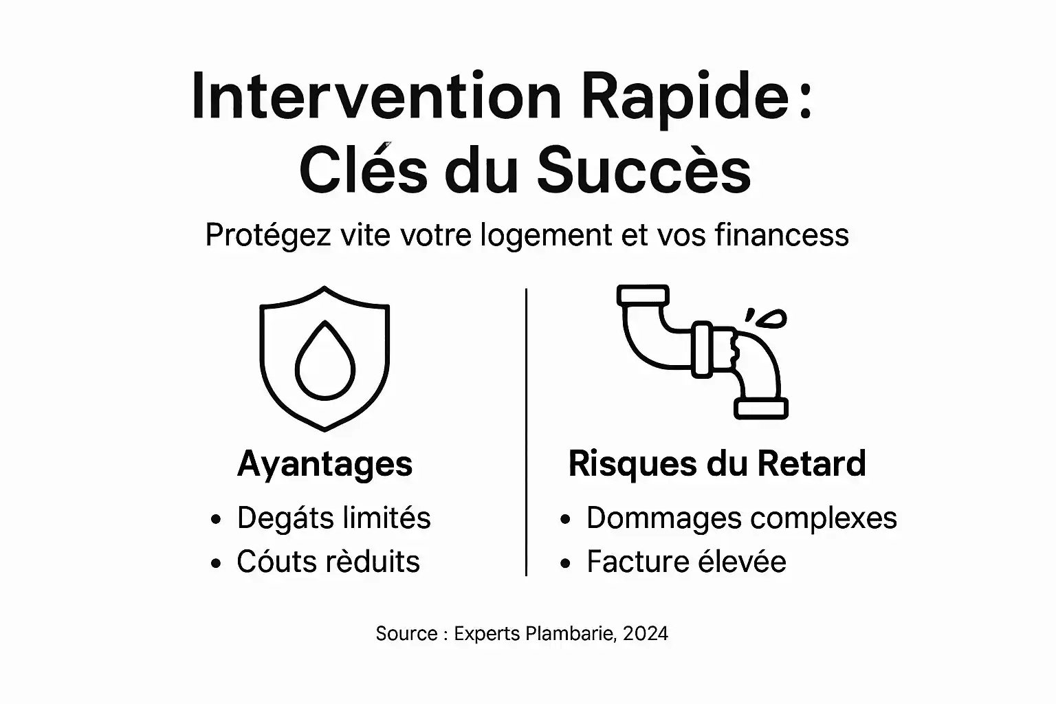 Infographie : les points forts et les précautions à prendre lors d'une intervention express en plomberie