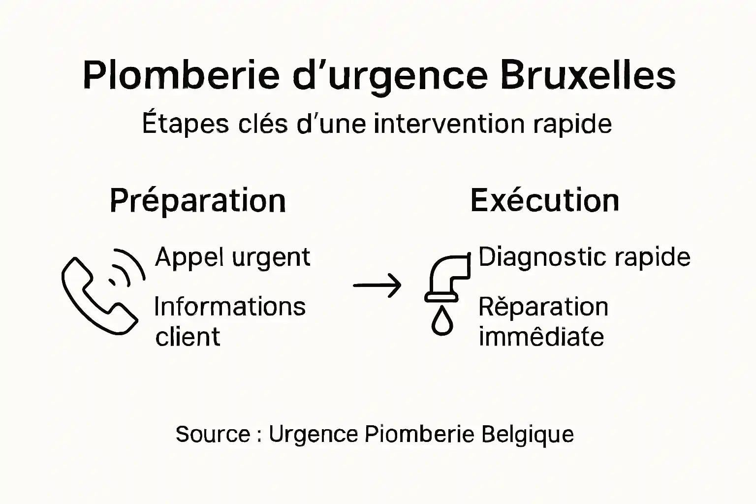 Schéma des différentes étapes à suivre en cas d’urgence plomberie